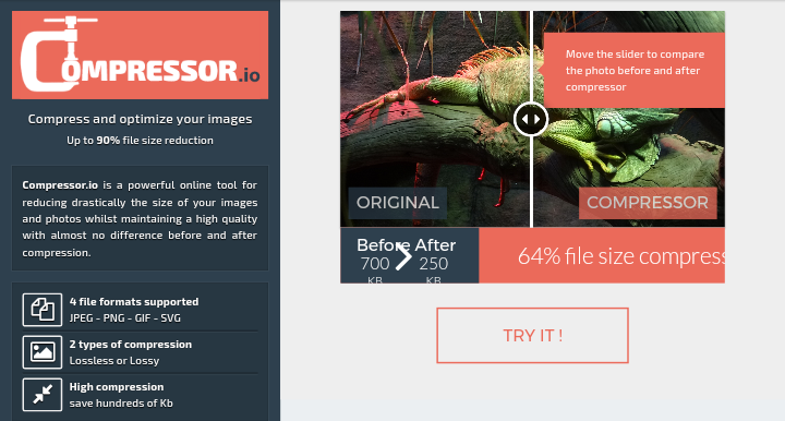compress images using compressor.io