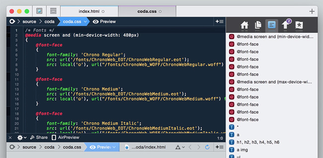 coda - 10 best code editors for programming in 2017